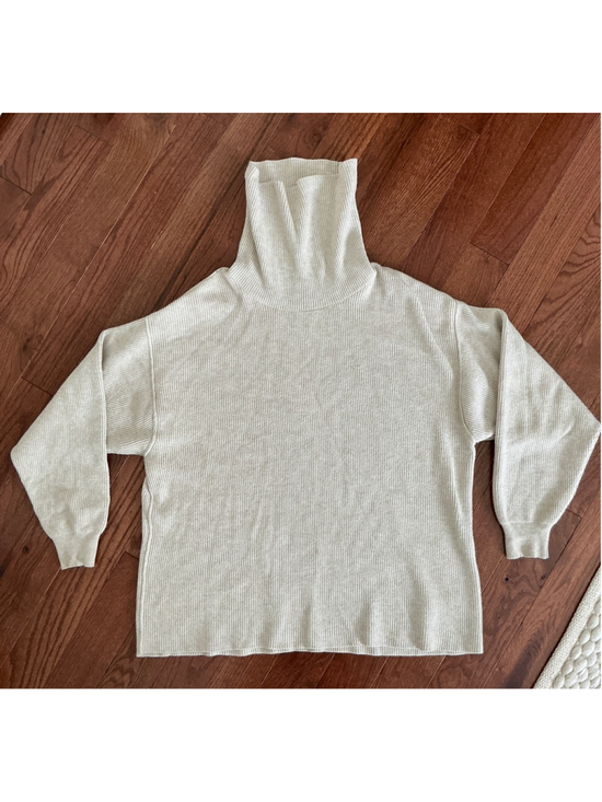 Free People Sweaters - Women's Free People Beige Oversized Ribbed Turtleneck Sweater - Small